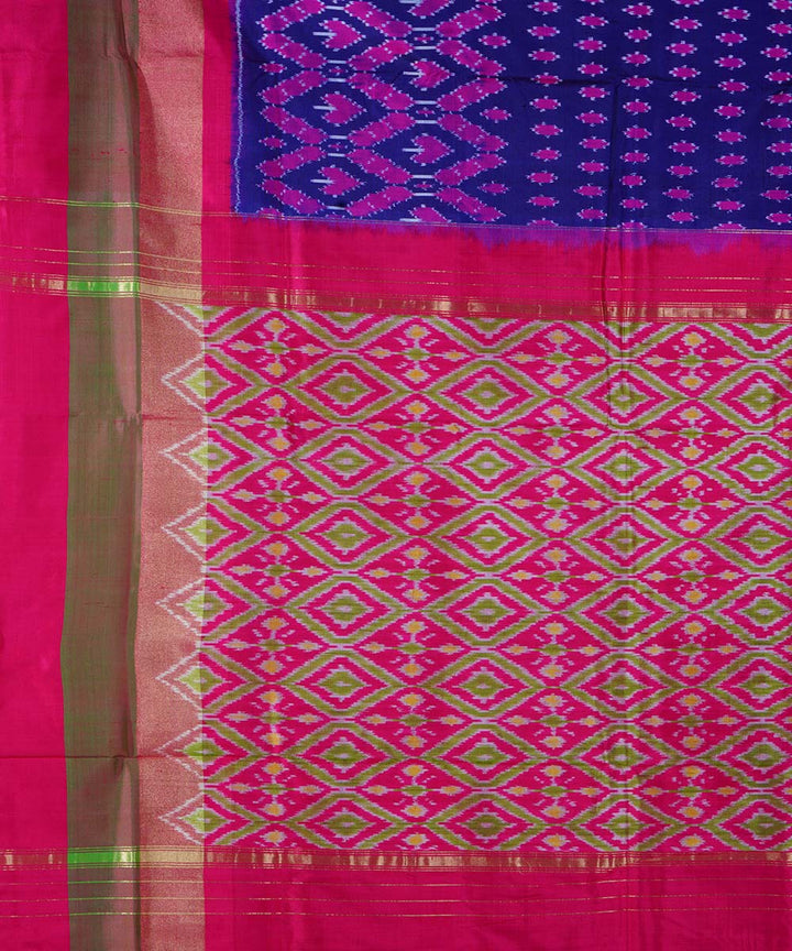 Dark blue handloom ikkat silk pochampally saree