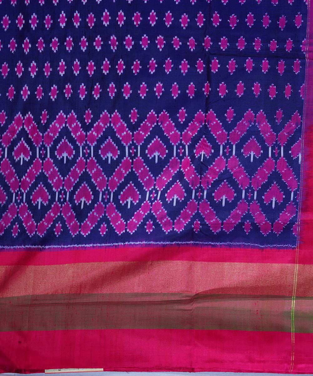 Dark blue handloom ikkat silk pochampally saree