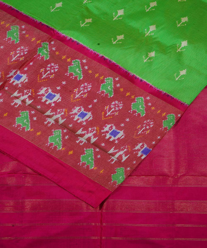 Pastel green handwoven ikkat silk pochampally saree