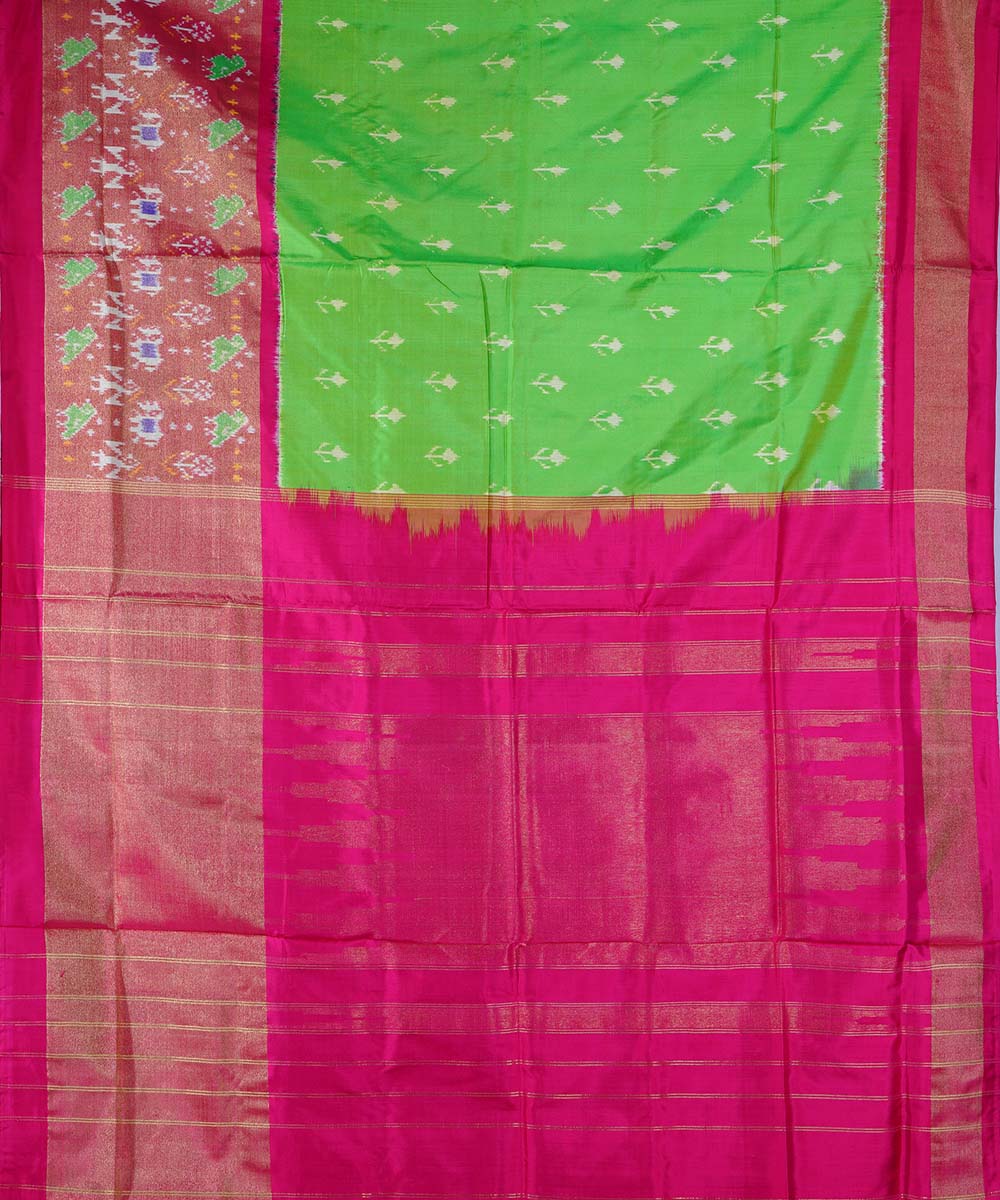 Pastel green handwoven ikkat silk pochampally saree