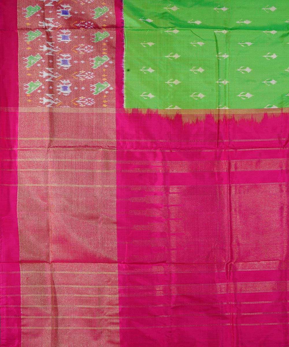 Pastel green handwoven ikkat silk pochampally saree