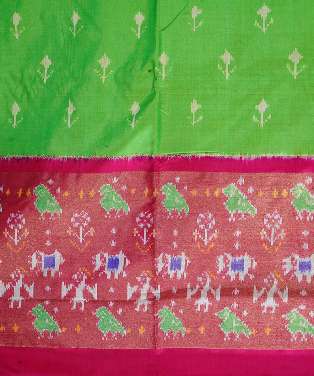 Pastel green handwoven ikkat silk pochampally saree