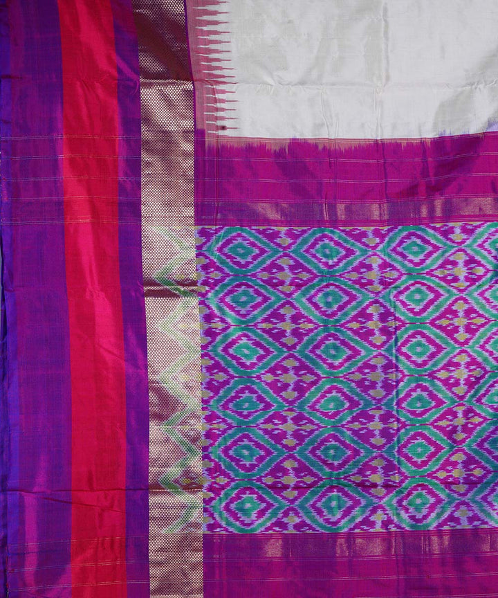 White handwoven ikkat silk pochampally saree