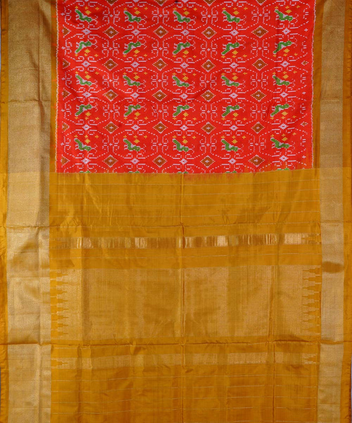 Red handwoven ikat silk pochampally saree