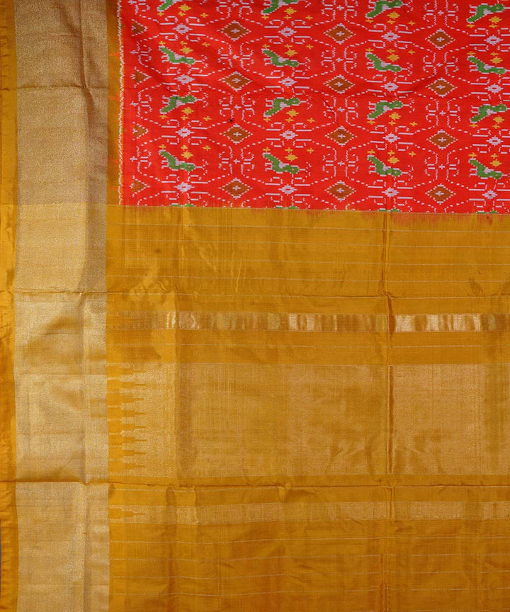 Red handwoven ikat silk pochampally saree