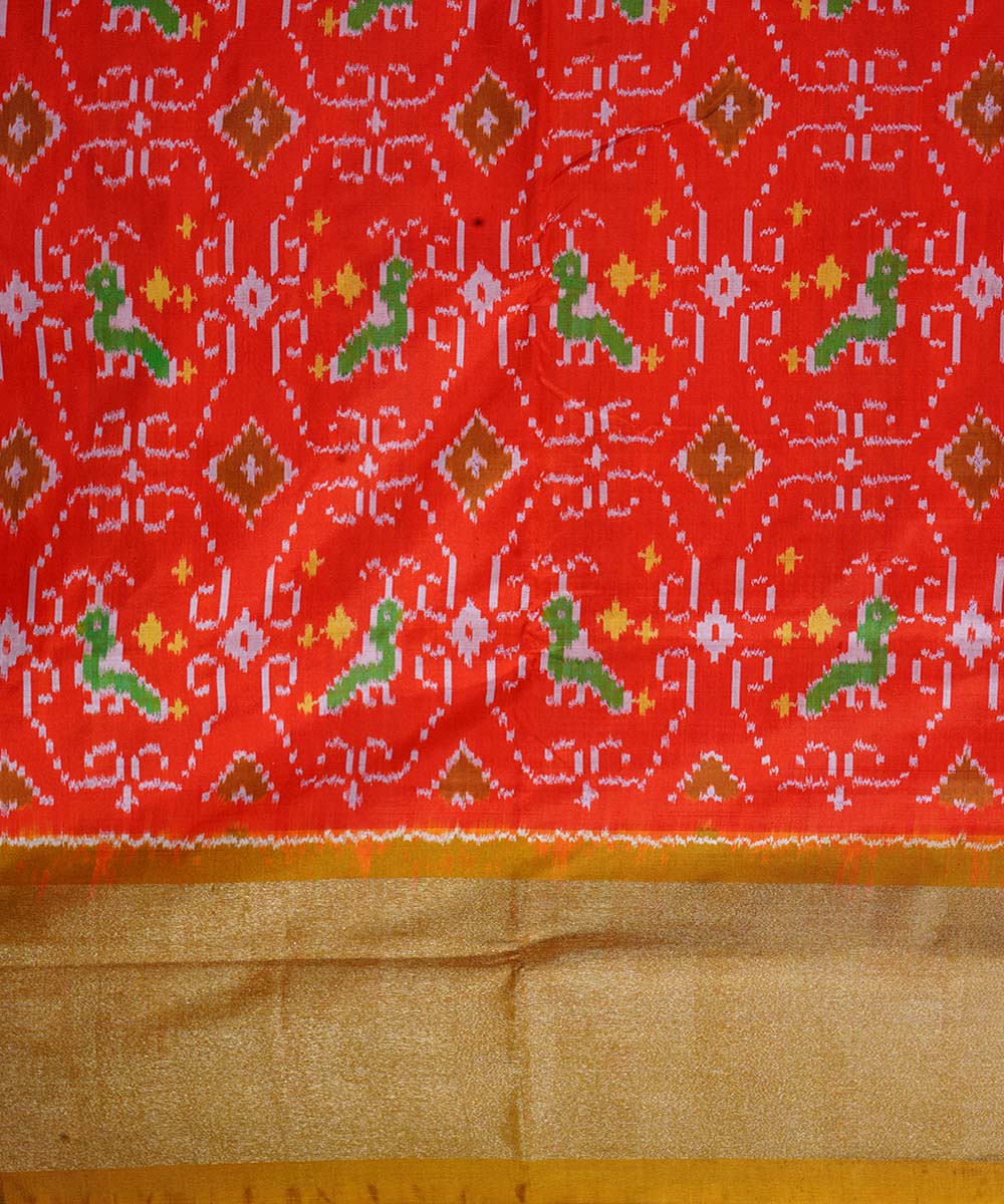 Red handwoven ikat silk pochampally saree