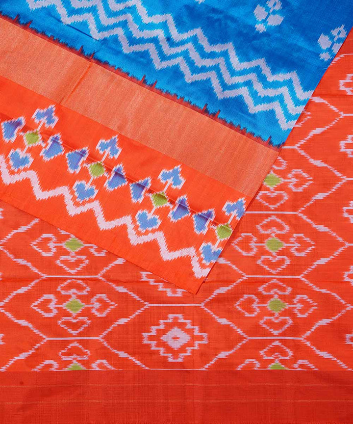 Deep Sky blue handloom ikat silk pochampally saree