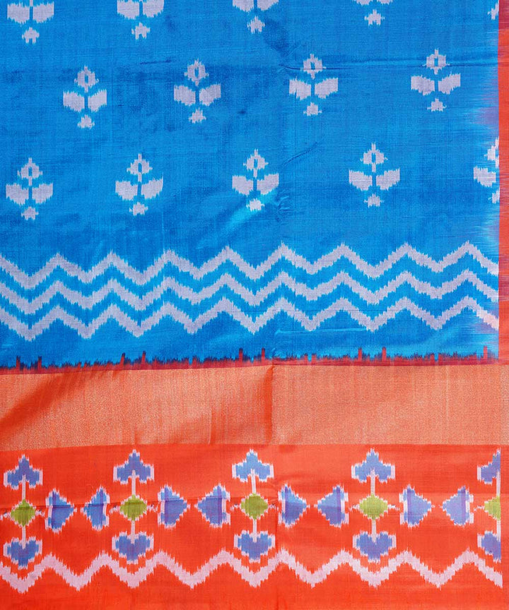 Deep Sky blue handloom ikat silk pochampally saree