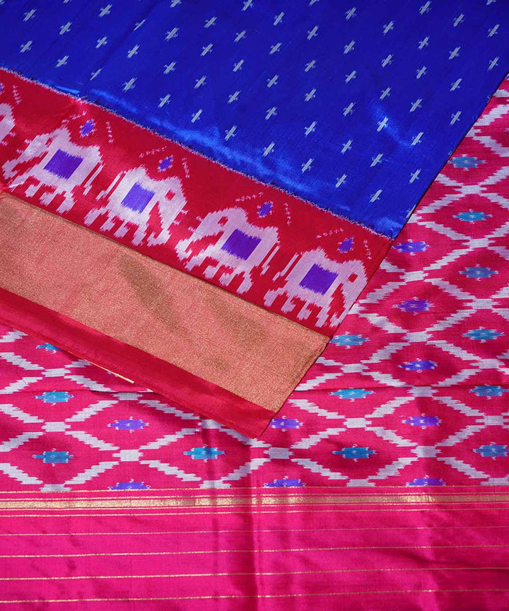 Dark blue handloom ikat silk pochampally saree