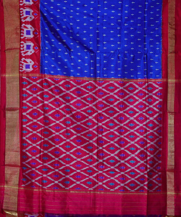 Dark blue handloom ikat silk pochampally saree