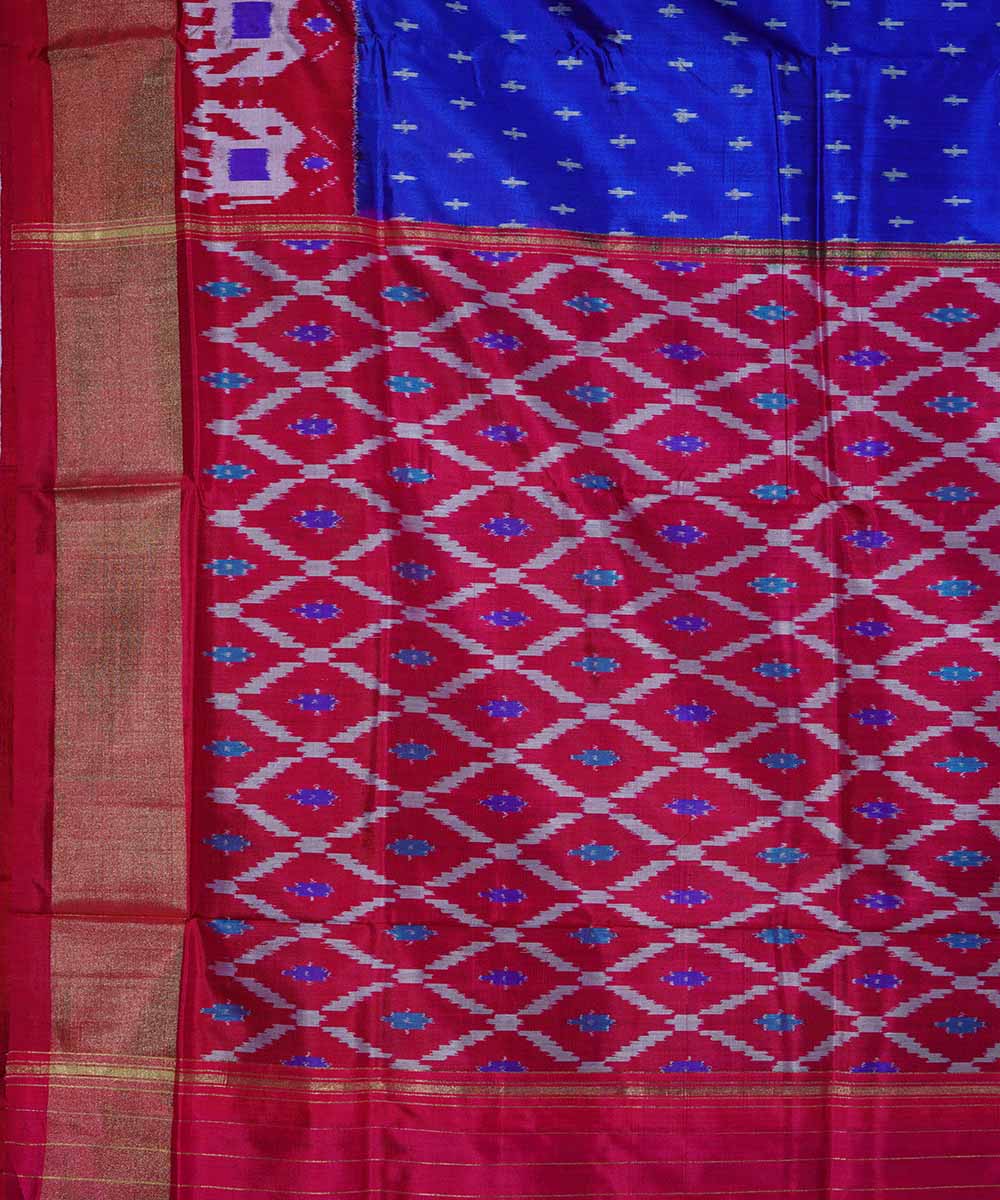 Dark blue handloom ikat silk pochampally saree