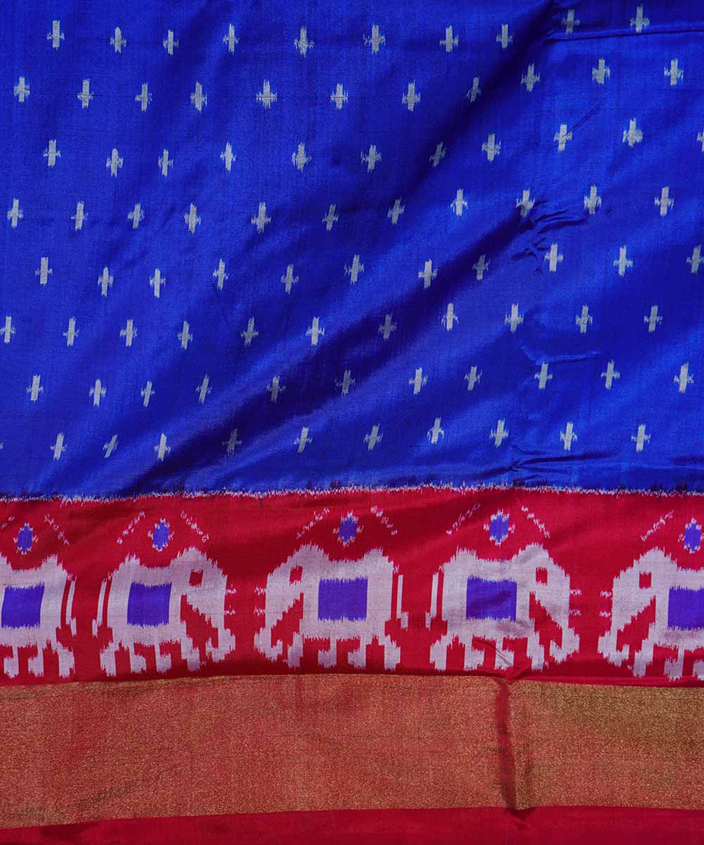 Dark blue handloom ikat silk pochampally saree