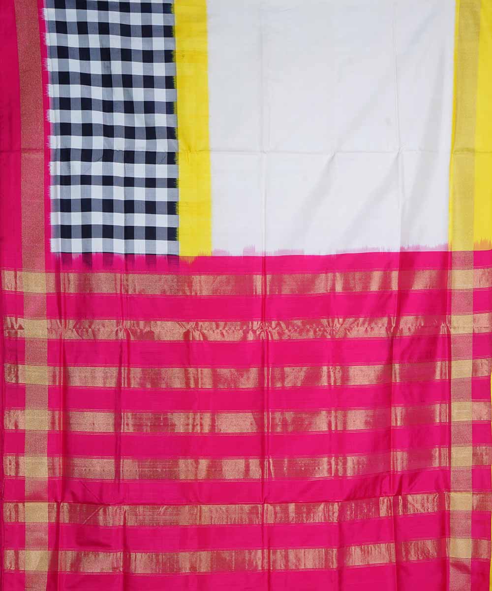 White handloom ikkat silk pochampally saree