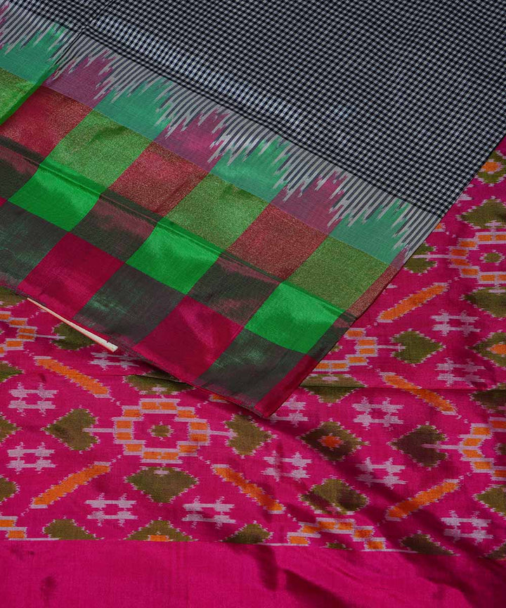 Dark grey handwoven ikkat silk pochampally saree