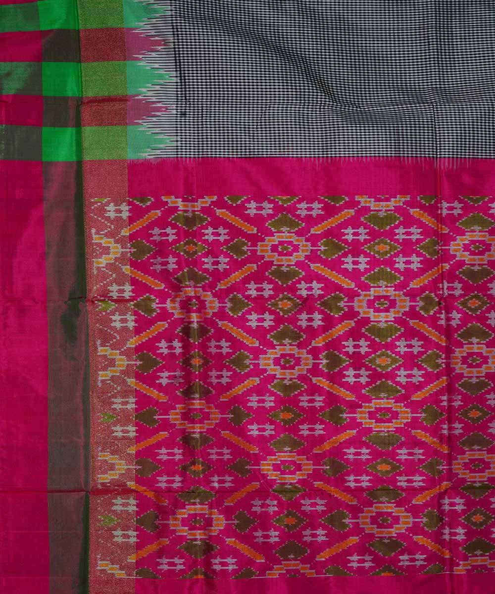 Dark grey handwoven ikkat silk pochampally saree