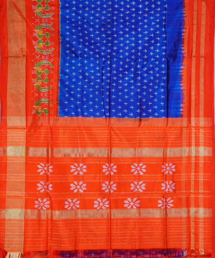 Midnight blue handloom ikat silk pochampally saree