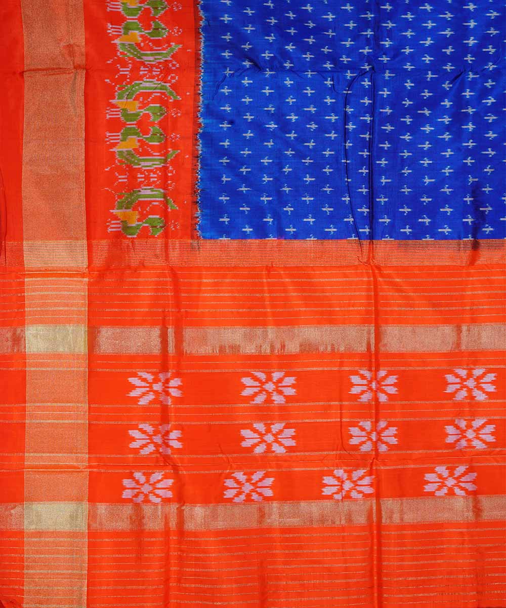 Midnight blue handloom ikat silk pochampally saree