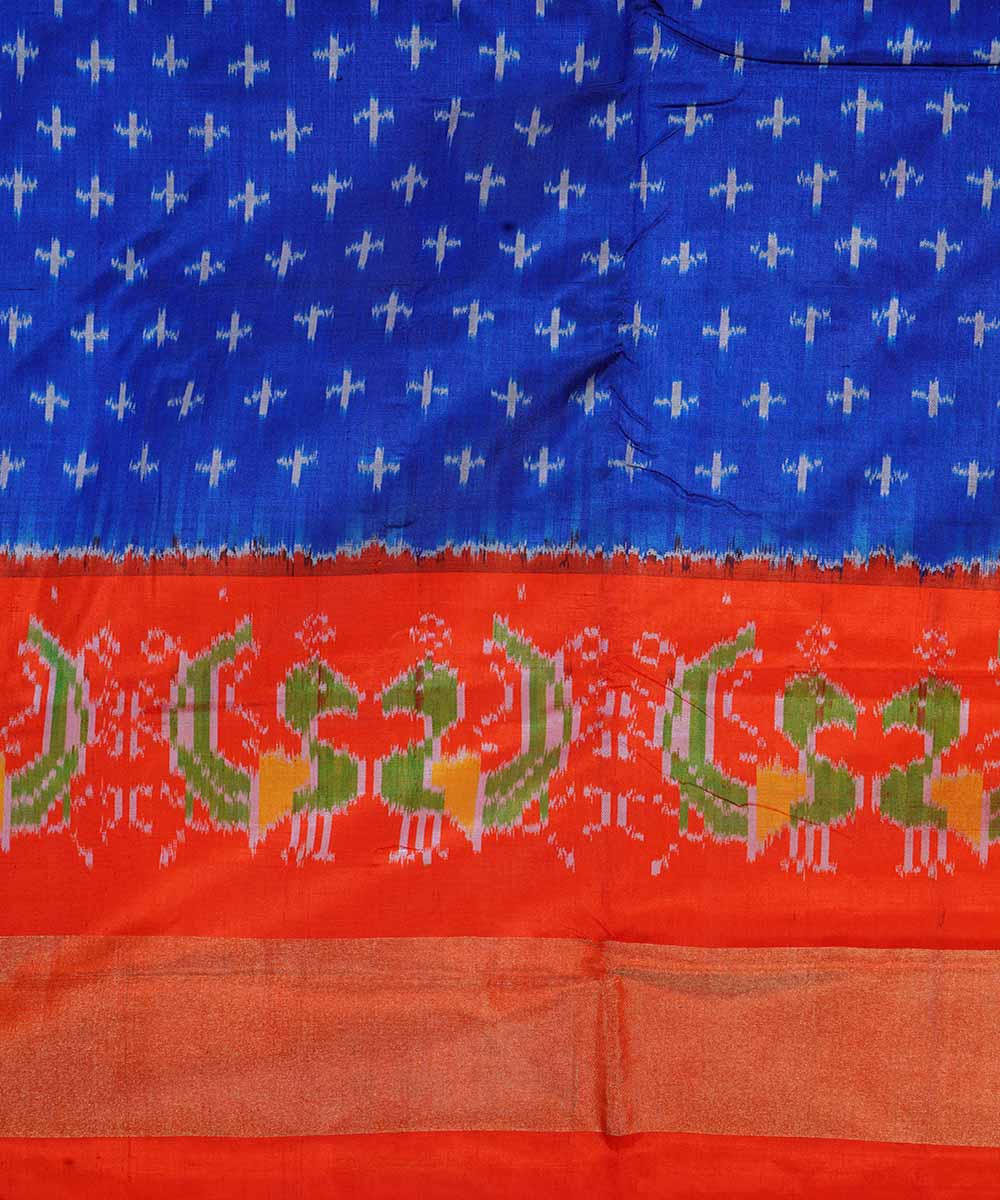 Midnight blue handloom ikat silk pochampally saree