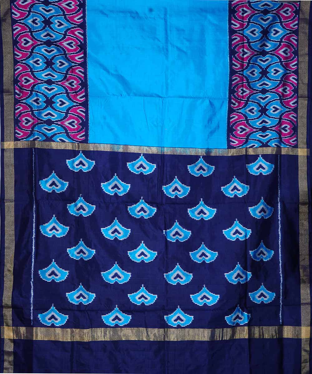 Sky blue handloom ikkat silk pochampally saree