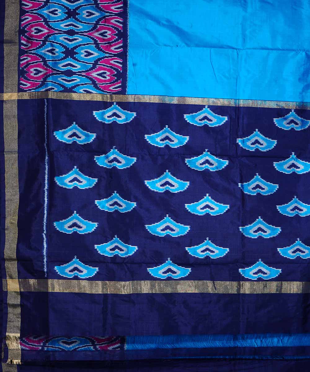 Sky blue handloom ikkat silk pochampally saree