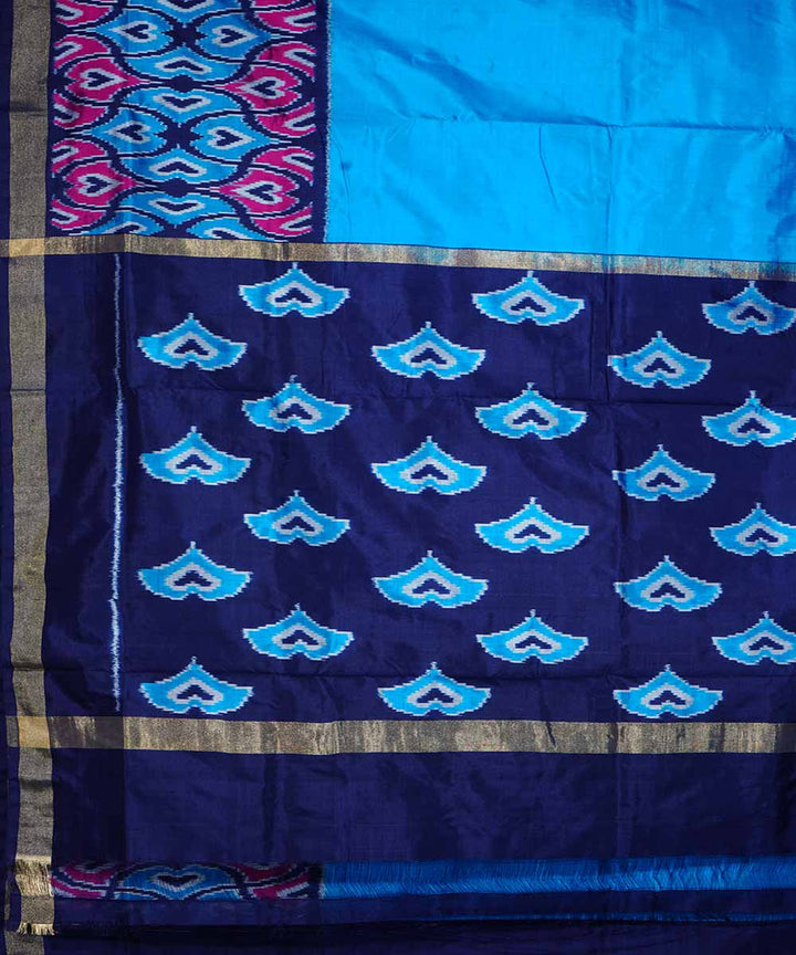 Sky blue handloom ikkat silk pochampally saree