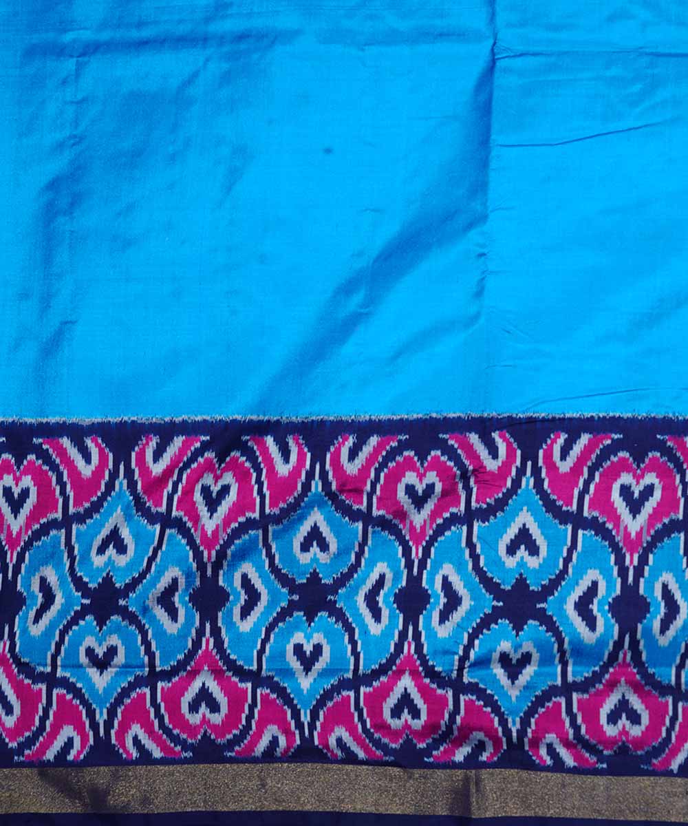 Sky blue handloom ikkat silk pochampally saree