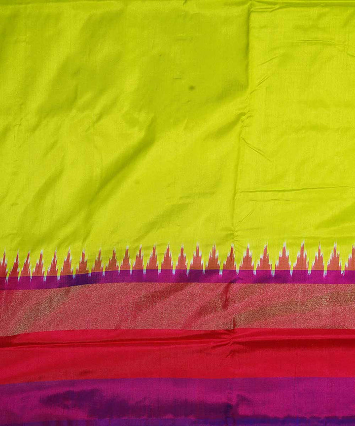 Bright yellow handwoven ikkat silk pochampally saree