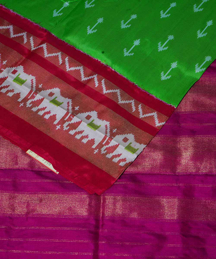 Green hand loom ikat silk pochampally saree