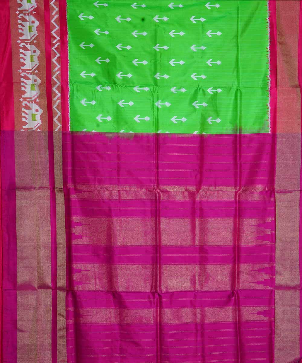 Green hand loom ikat silk pochampally saree