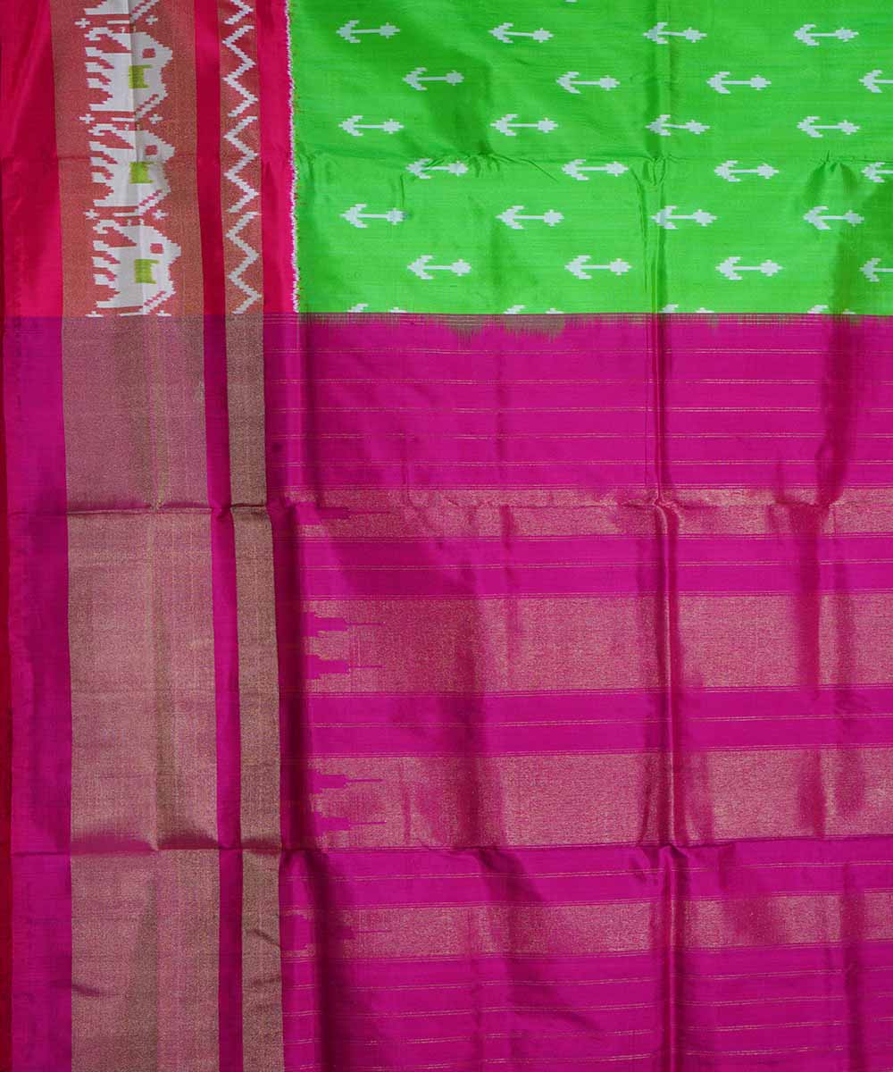 Green hand loom ikat silk pochampally saree