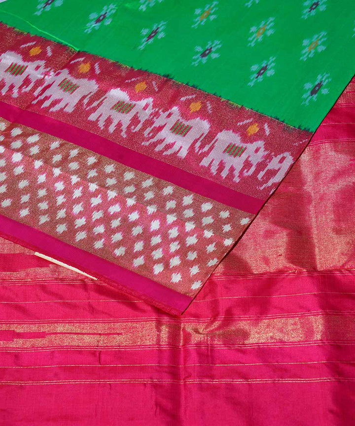 Light green hand loom ikkat silk pochampally saree