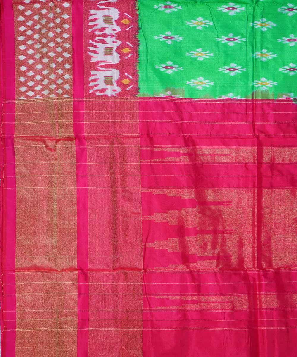 Light green hand loom ikkat silk pochampally saree