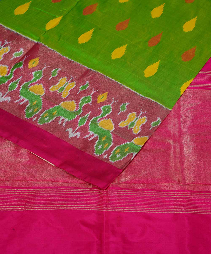 Electric green handloom ikkat silk pochampally saree