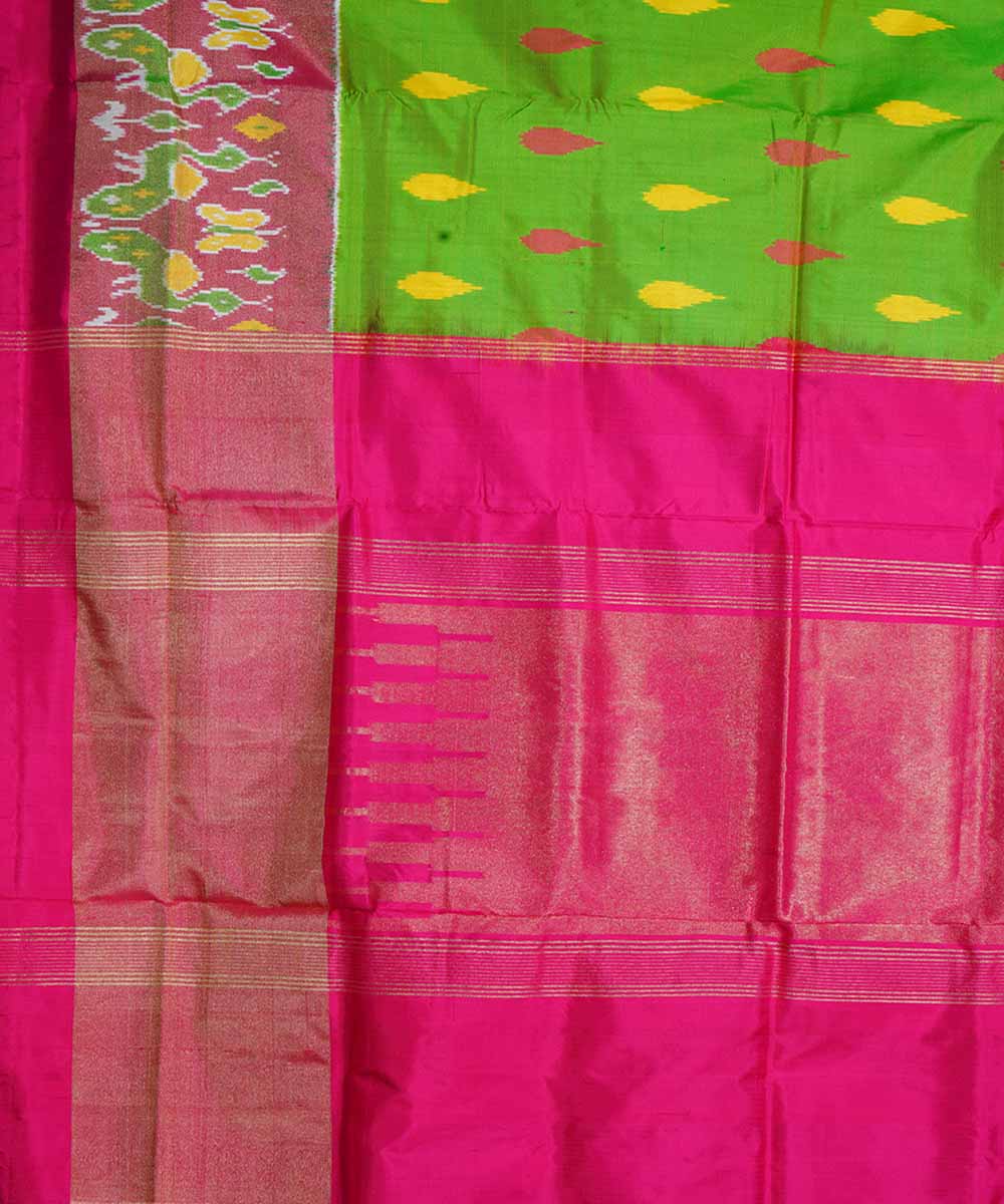 Electric green handloom ikkat silk pochampally saree