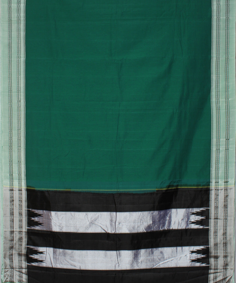 Green black handwoven cotton art silk gayatri border ilkal saree