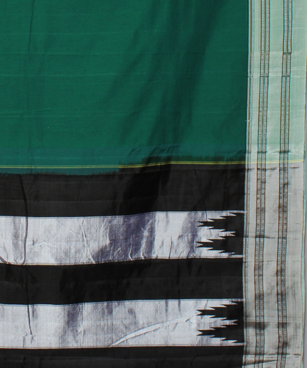 Green black handwoven cotton art silk gayatri border ilkal saree