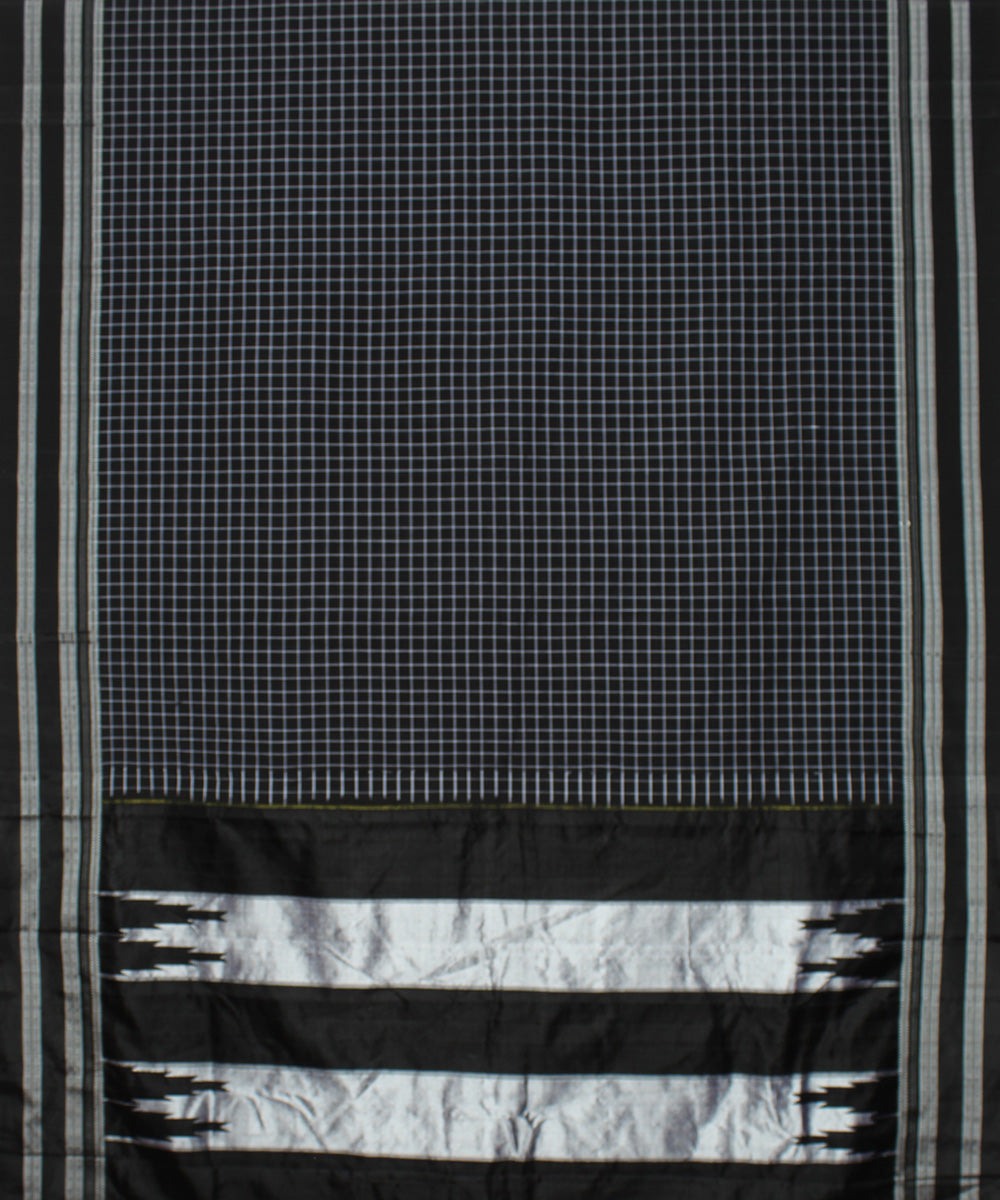 Black grey handwoven cotton art silk gayatri border ilkal saree