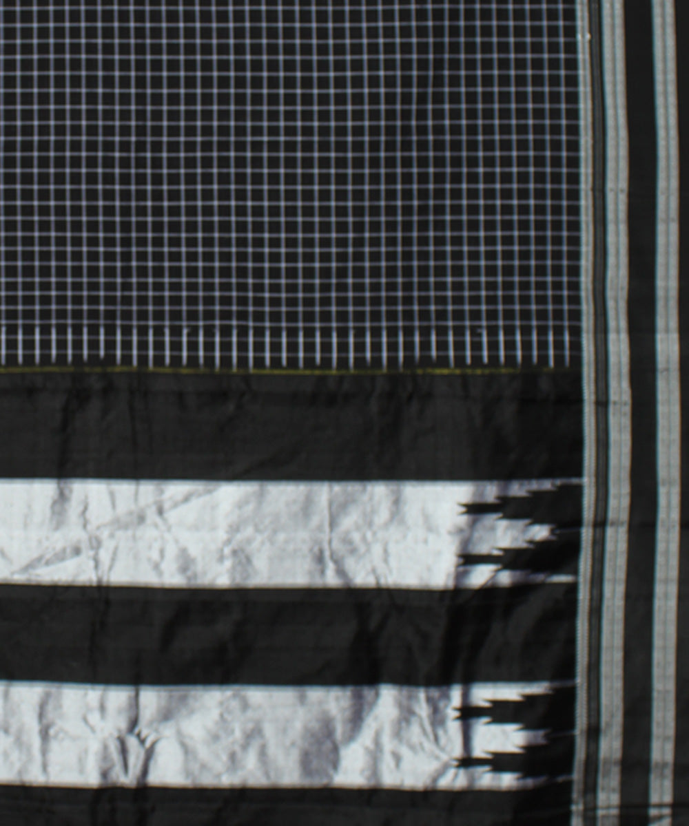 Black grey handwoven cotton art silk gayatri border ilkal saree