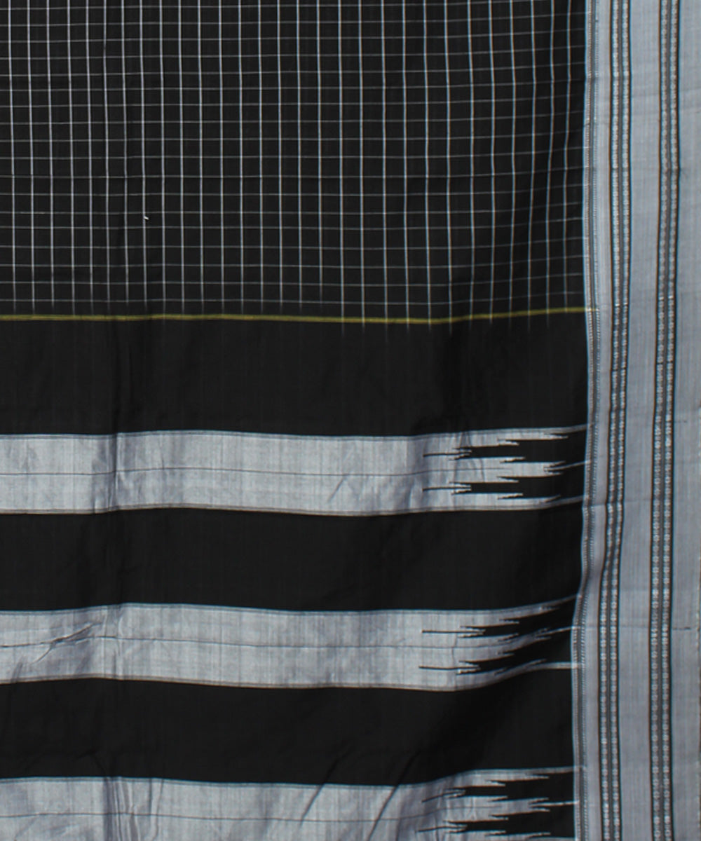 Black handloom cotton art silk gayatri border ilkal saree