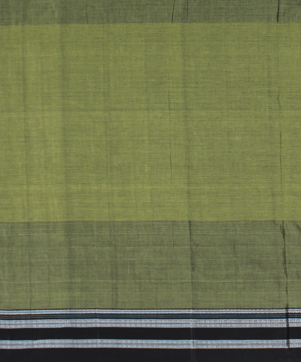 Lime green black handloom cotton art silk gayatri border ilkal saree