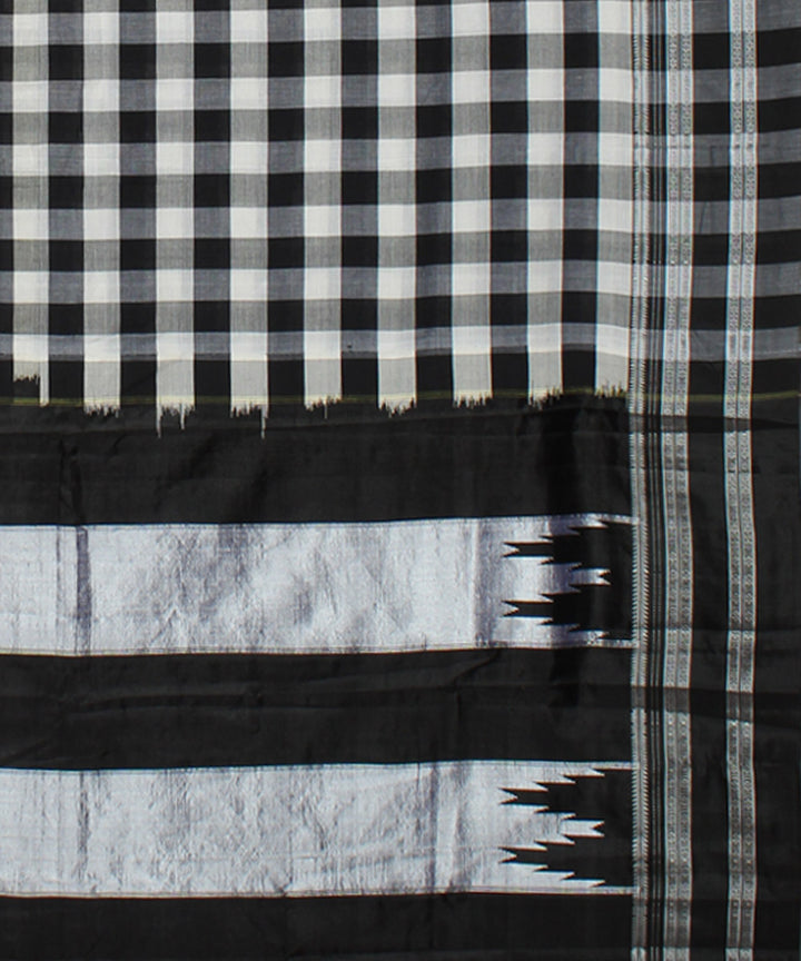 White black checks handloom cotton art silk gayatri border ilkal saree