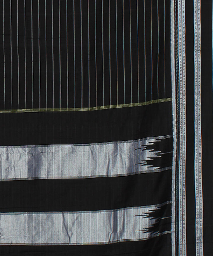 Black grey stripes handwoven cotton art silk gayatri ilkal saree