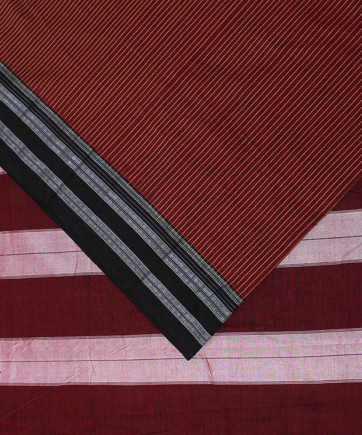 Brown maroon handwoven cotton art silk gayatri border ilkal saree