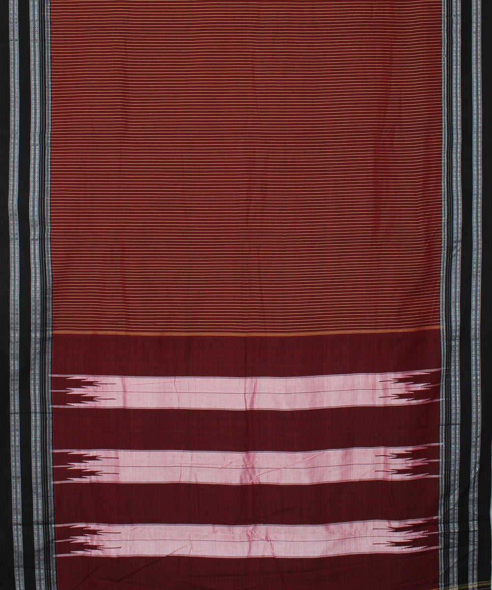Brown maroon handwoven cotton art silk gayatri border ilkal saree