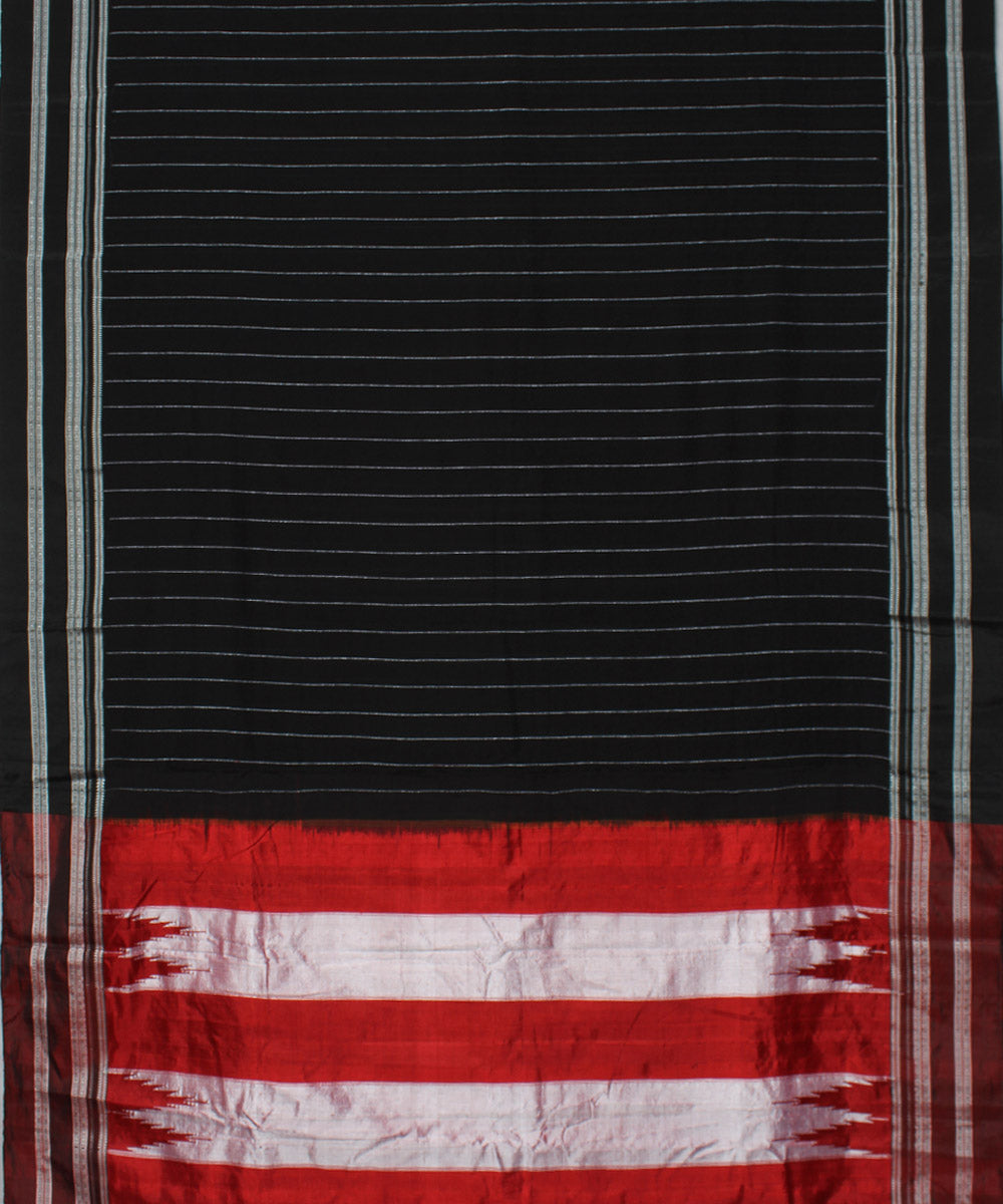 Black red handloom cotton art silk gayatri border ilkal saree