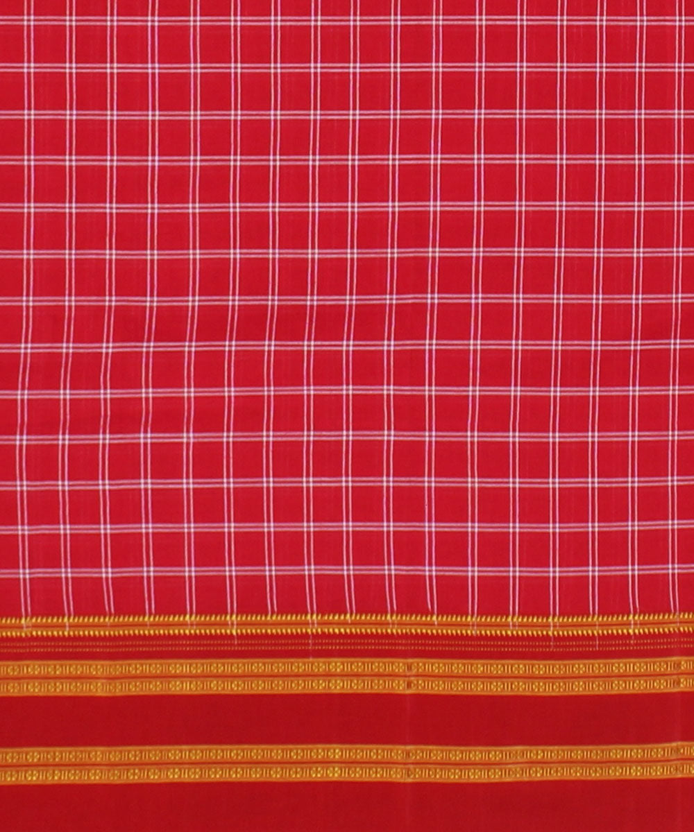 Red grey handwoven cotton art silk gayatri border ilkal saree