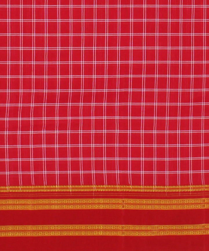 Red grey handwoven cotton art silk gayatri border ilkal saree