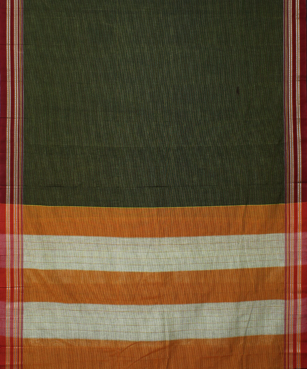 Moss green handwoven cotton art silk gayatri border ilkal saree