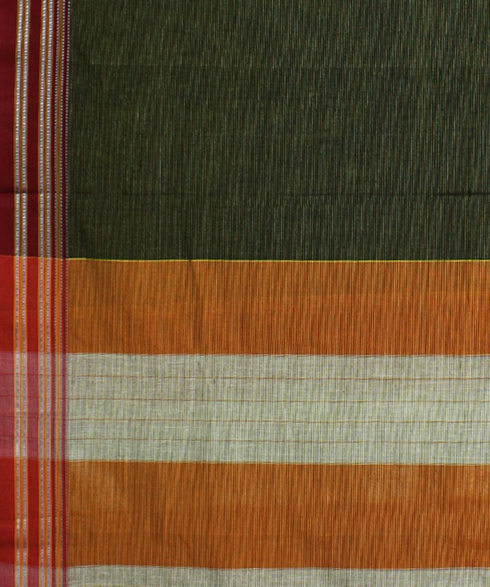 Moss green handwoven cotton art silk gayatri border ilkal saree