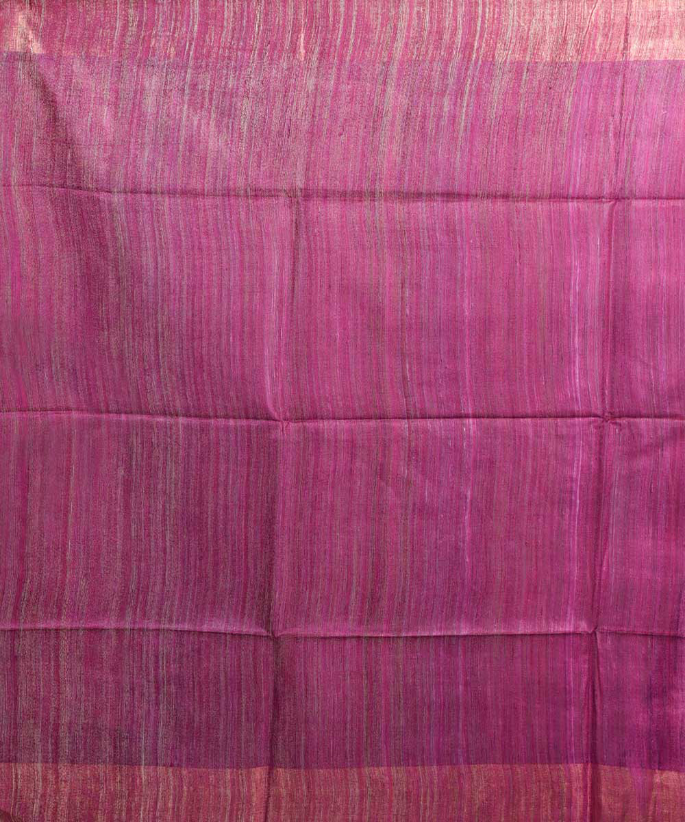 Violet purple handwoven tussar silk sari